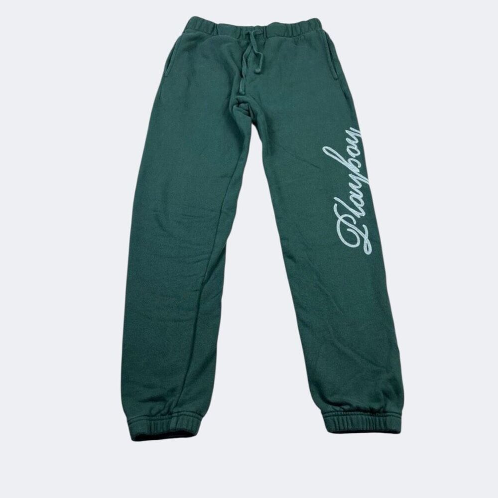 Pacsun x Playboy Womens Sweatpants Green Lounge Big Logo Casual Relaxed Fit S